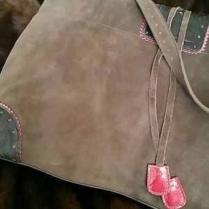 Adrienne Vittadine Suede/ Patent/Calf Hair Leather Handbag. NWOT